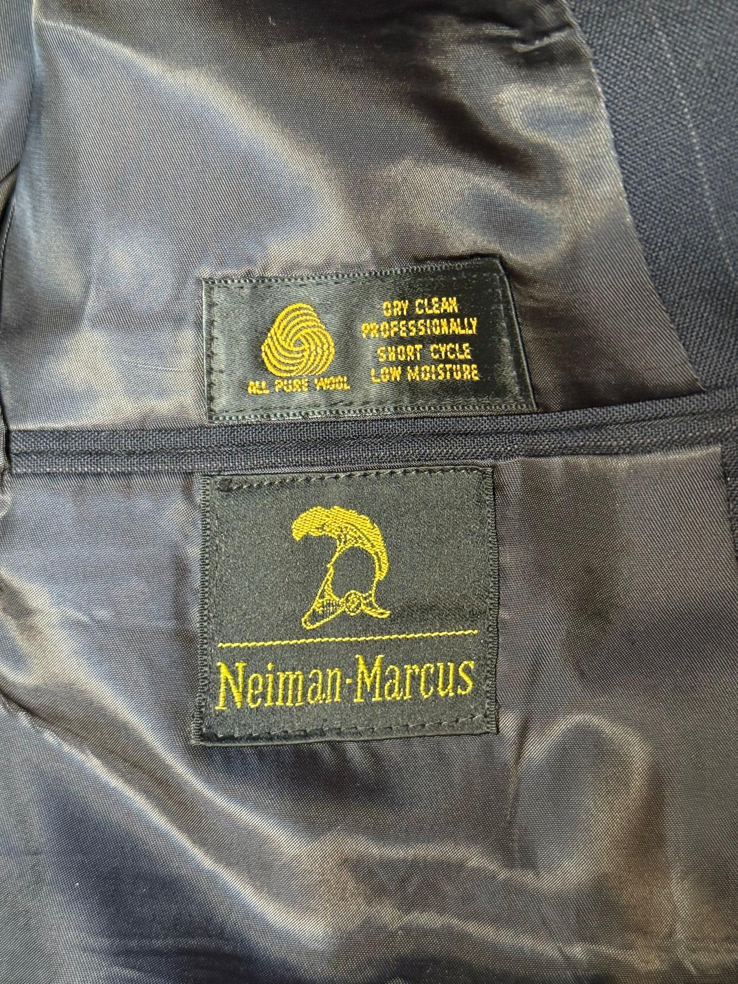 1980s Burberry Navy Striped Suit Jacket