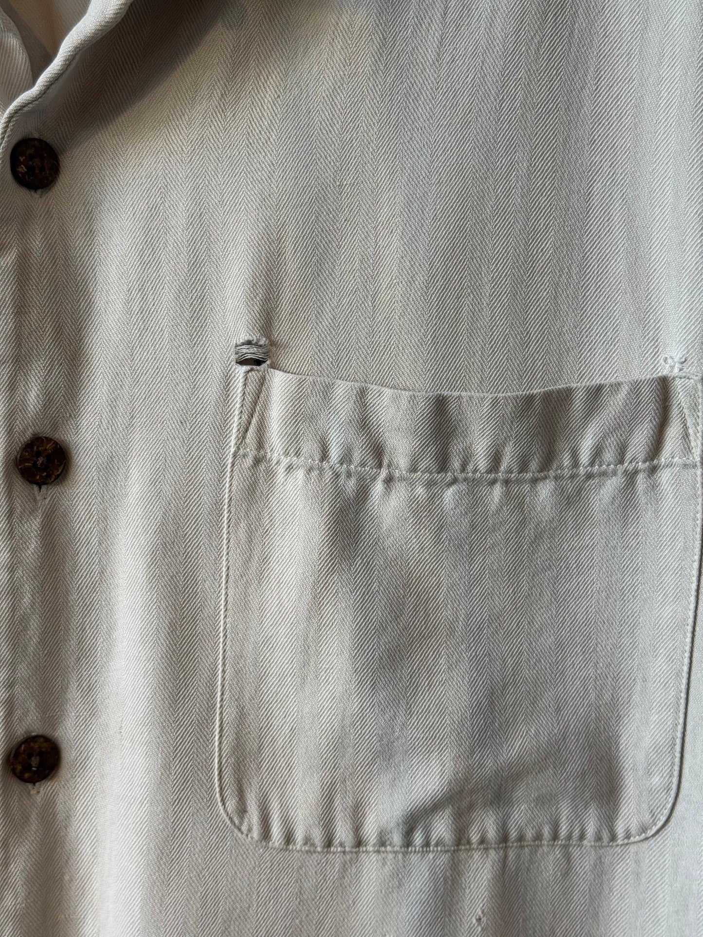 2000s 100% Silk Mike Ditka Tan Collared Shirt