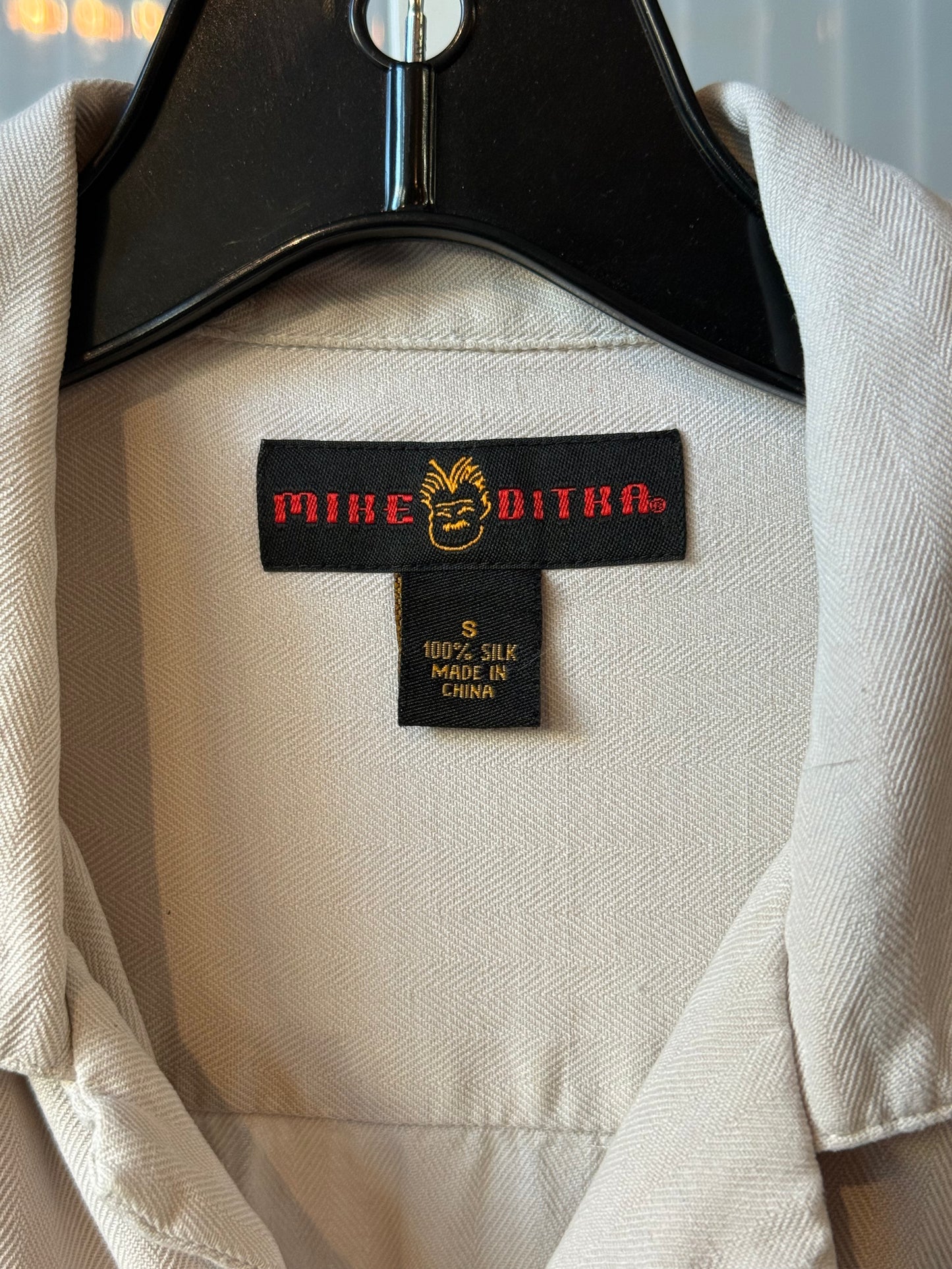 2000s 100% Silk Mike Ditka Tan Collared Shirt