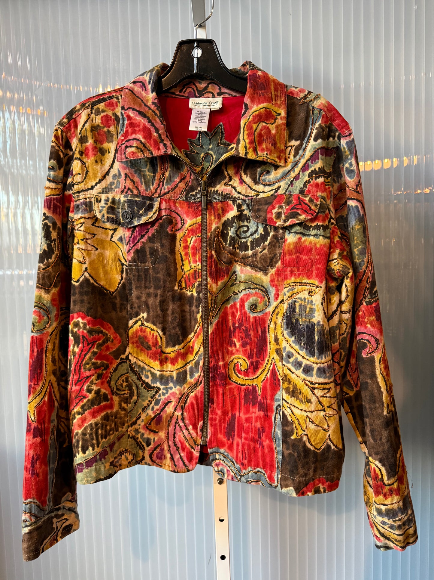 1990s Coldwater Creek Tie-Dye Embroidered Jacket