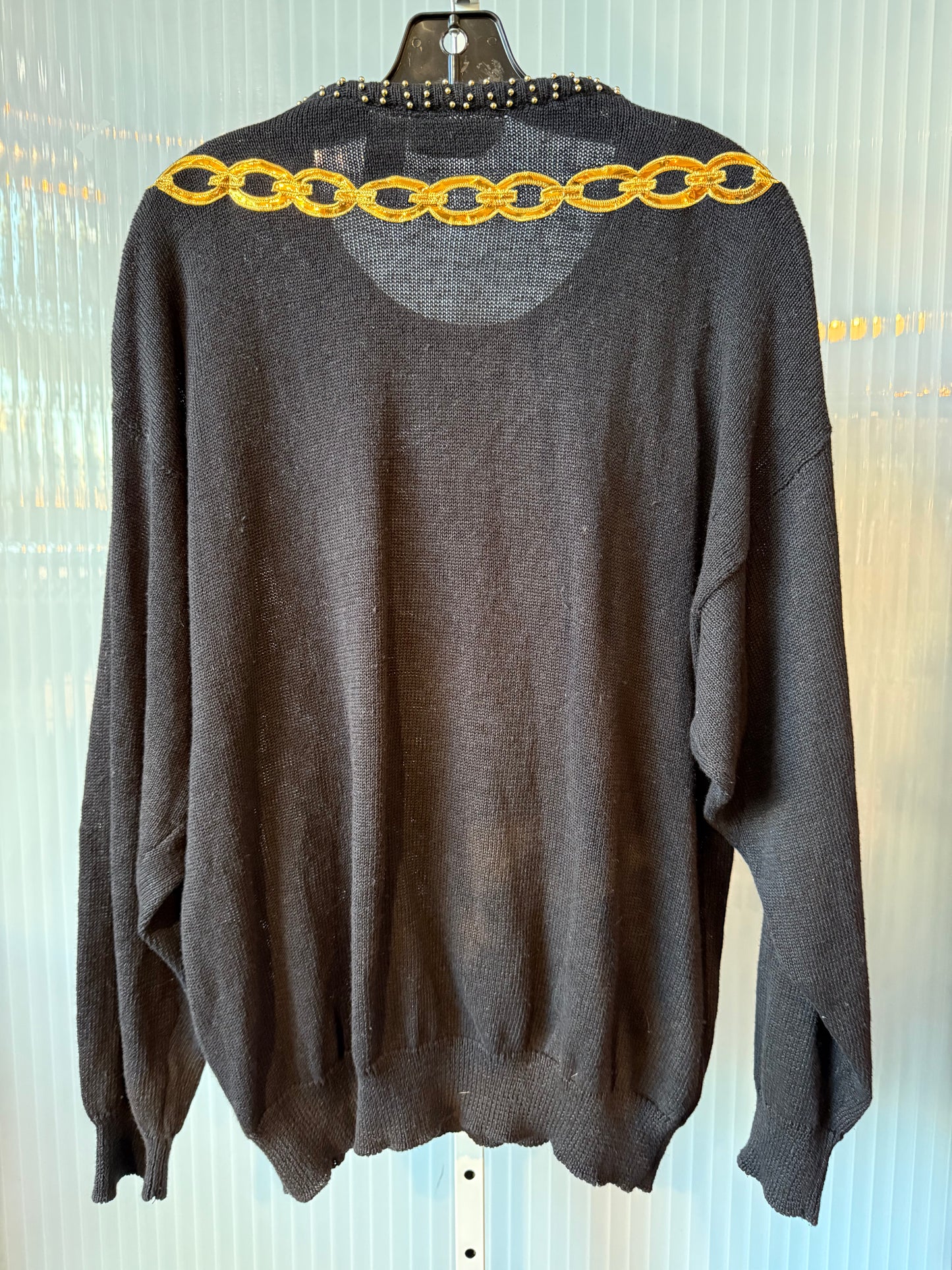 1980s Black Sequin and Beaded Sweater