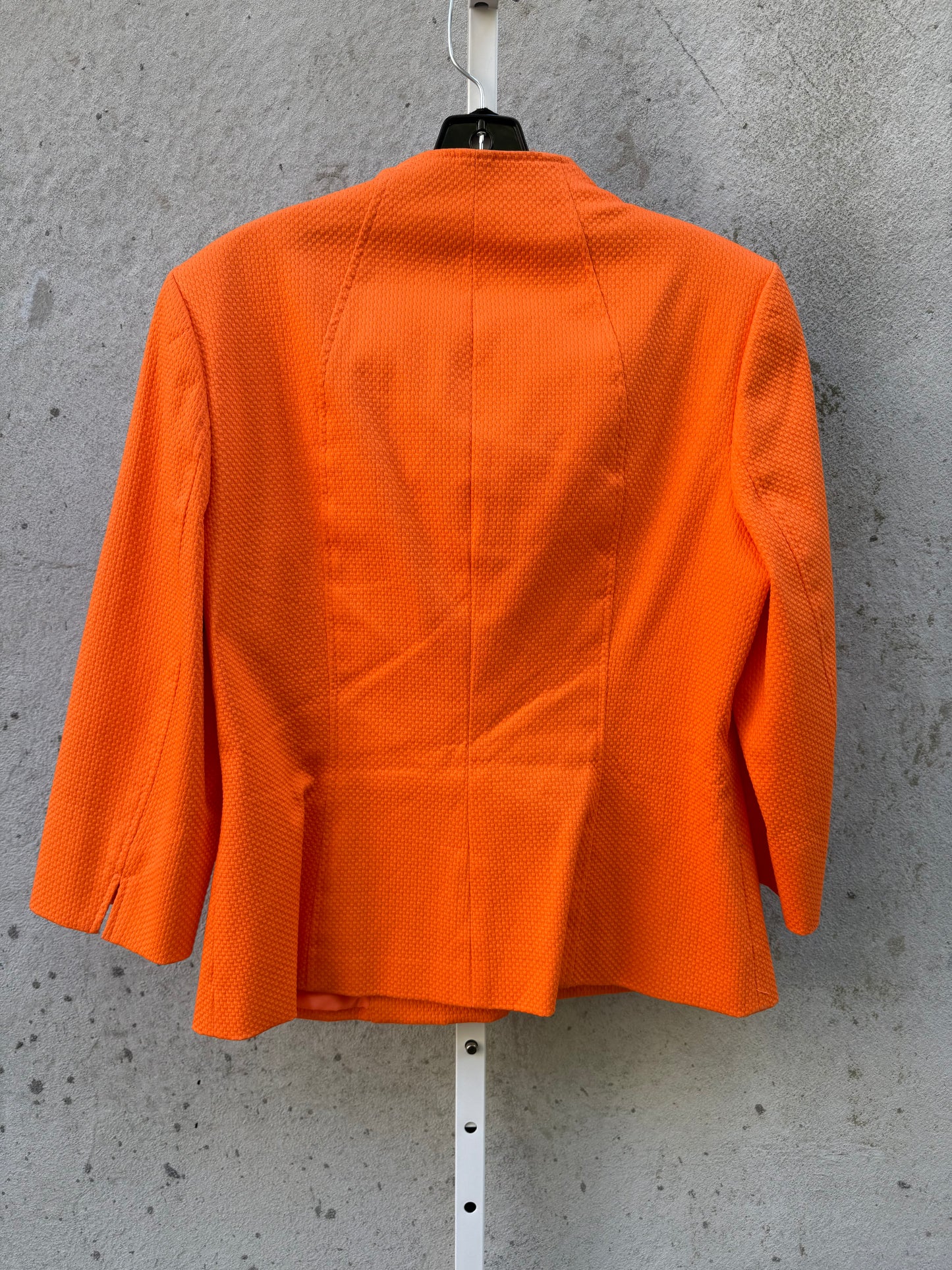 Bright Orange Checker Cotton-Blend Zip-Up Jacket