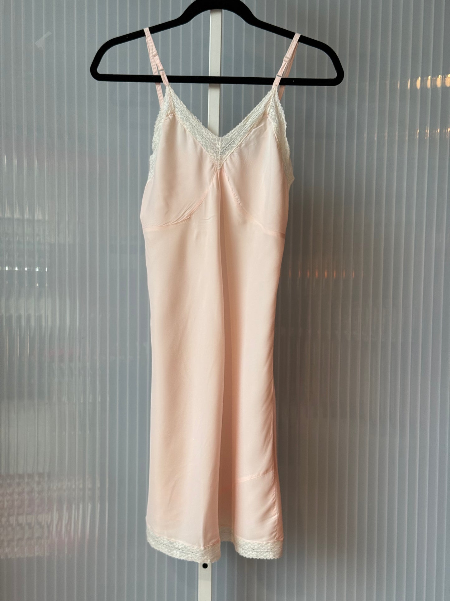 1950s Pink Slip with Heart Lace Trim