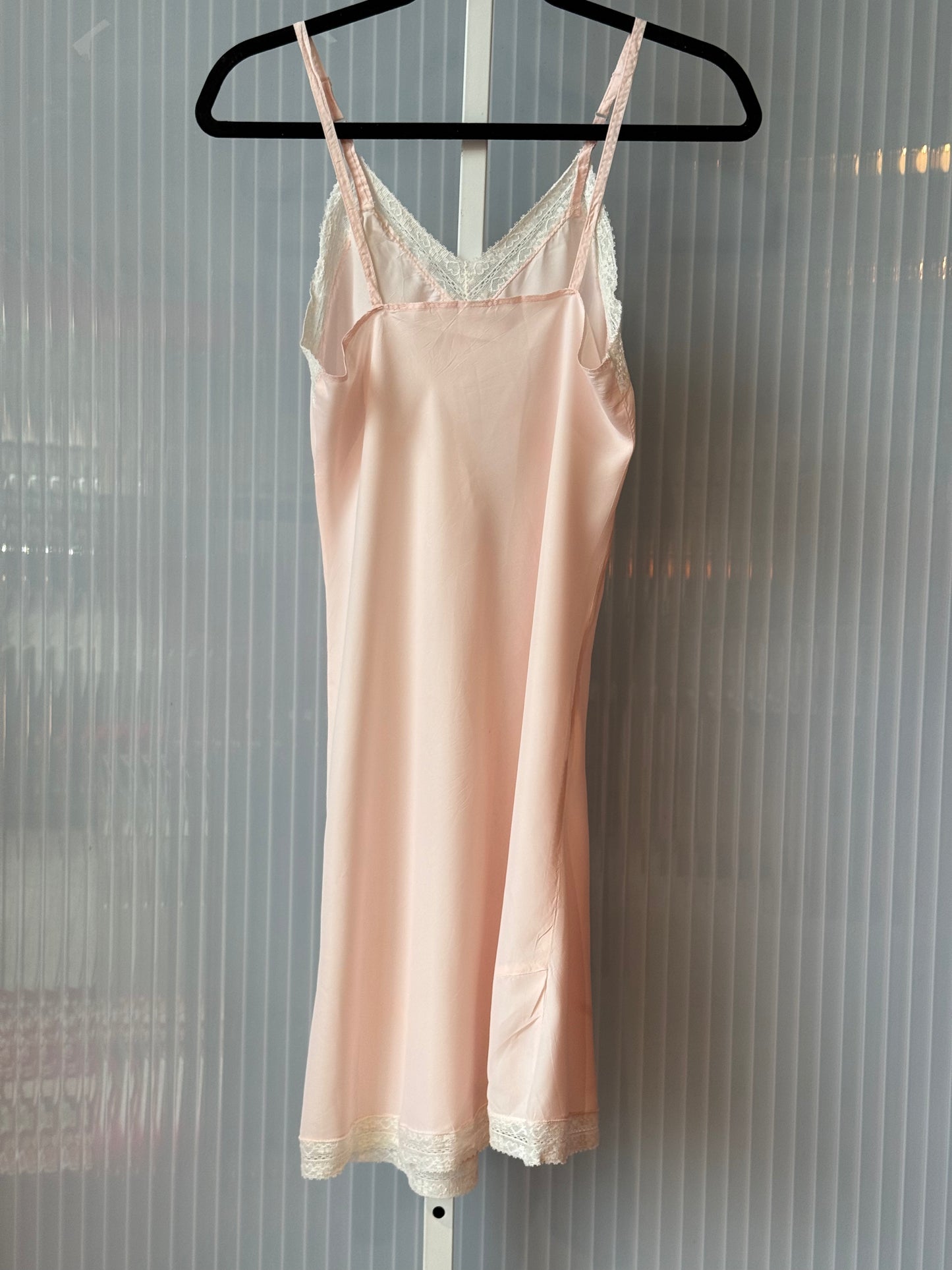 1950s Pink Slip with Heart Lace Trim