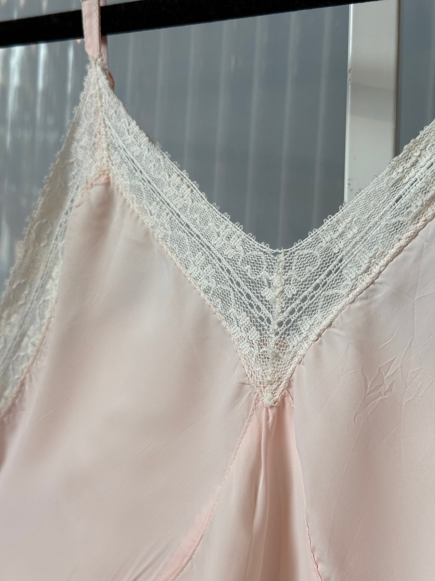 1950s Pink Slip with Heart Lace Trim