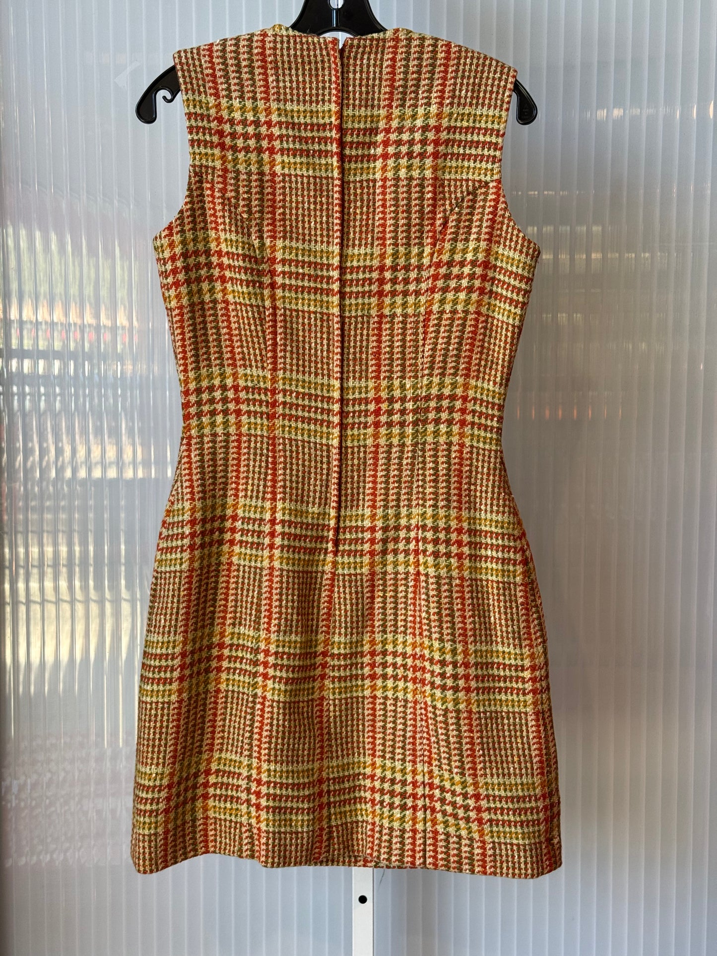 1970s Herringbone & Plaid Mod-Style Dress