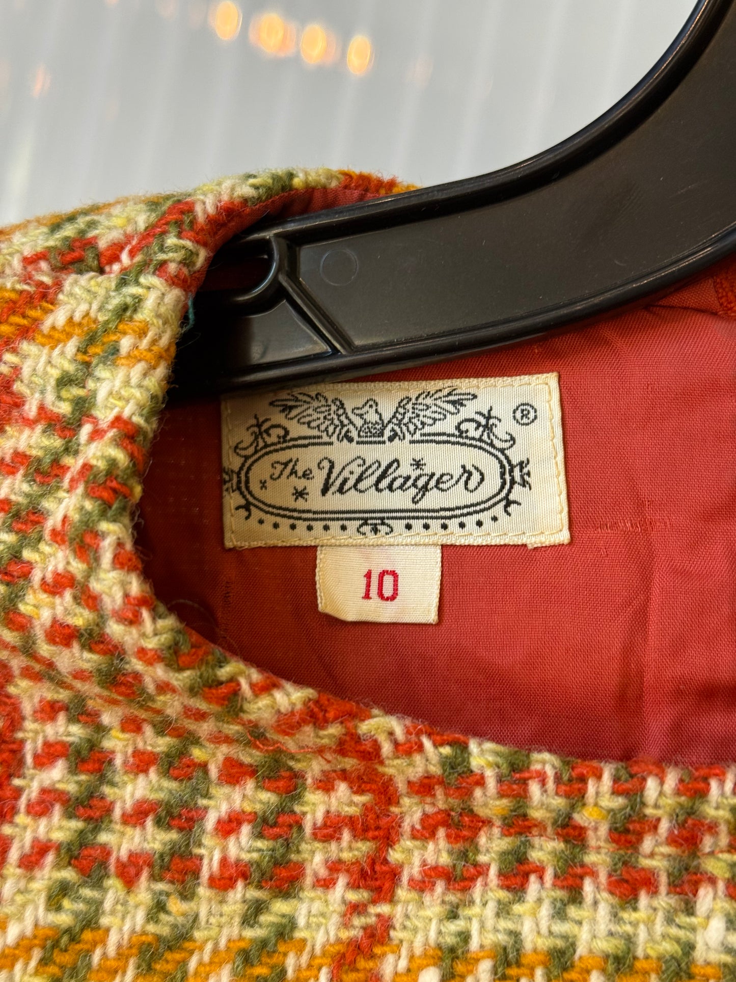 1970s Herringbone & Plaid Mod-Style Dress