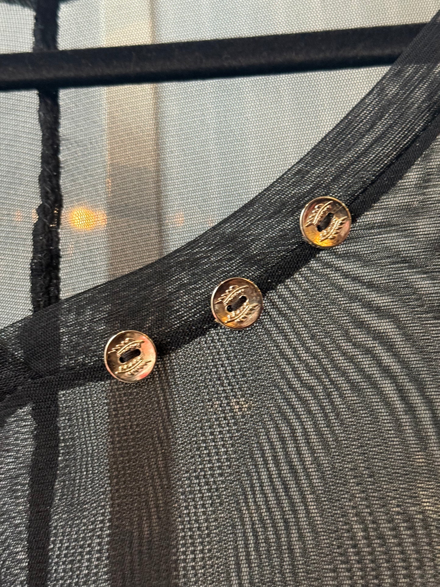 1990s Black Sheer Dress w/ Frutiger Metro  Floral Print