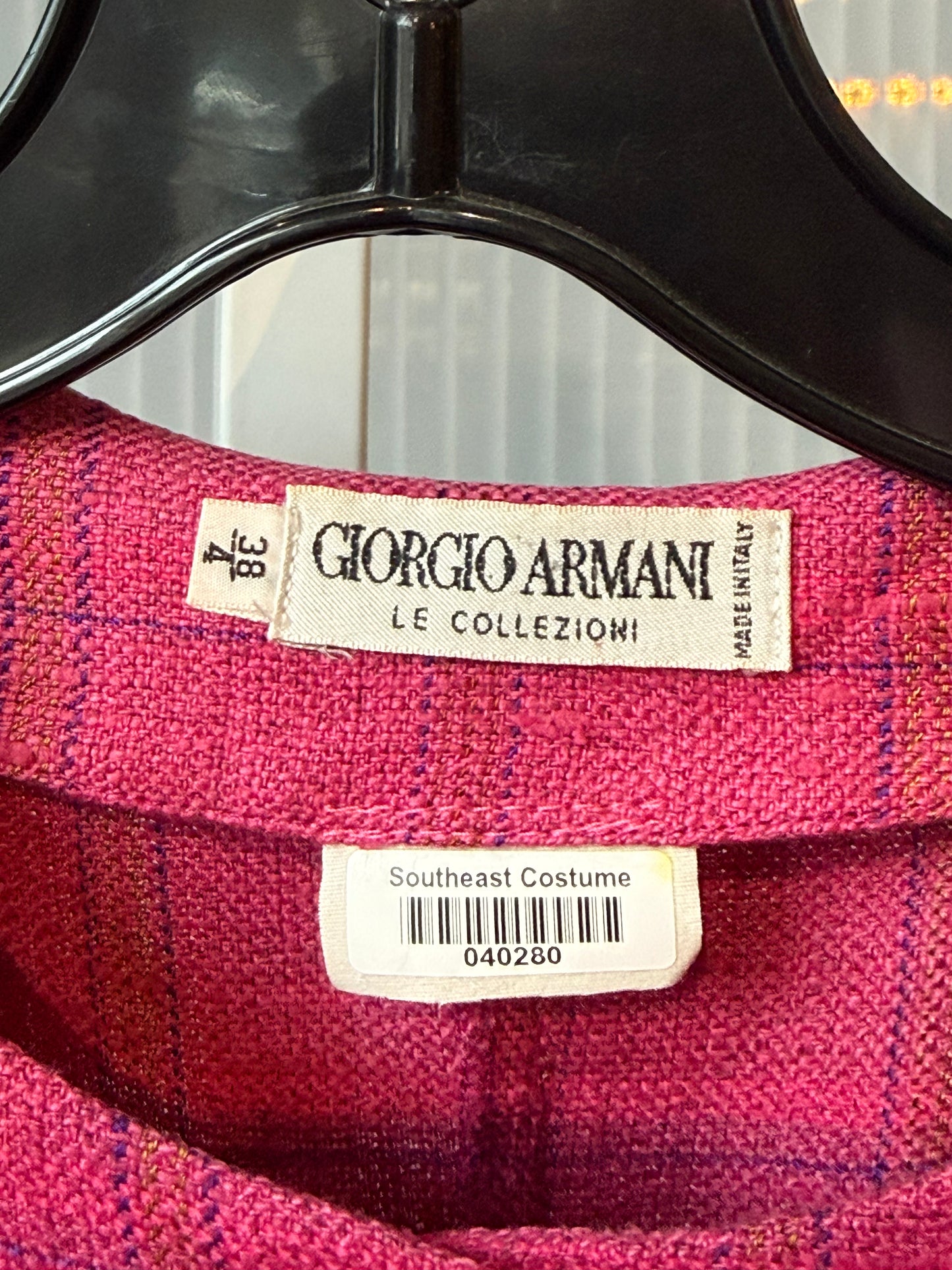 1990s Giorgio Armani Pink Plaid Twill Top