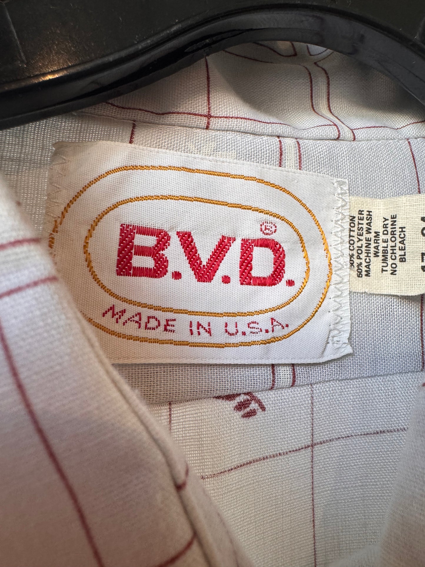 1970s Gray & Red Windowpane Point-collar Shirt