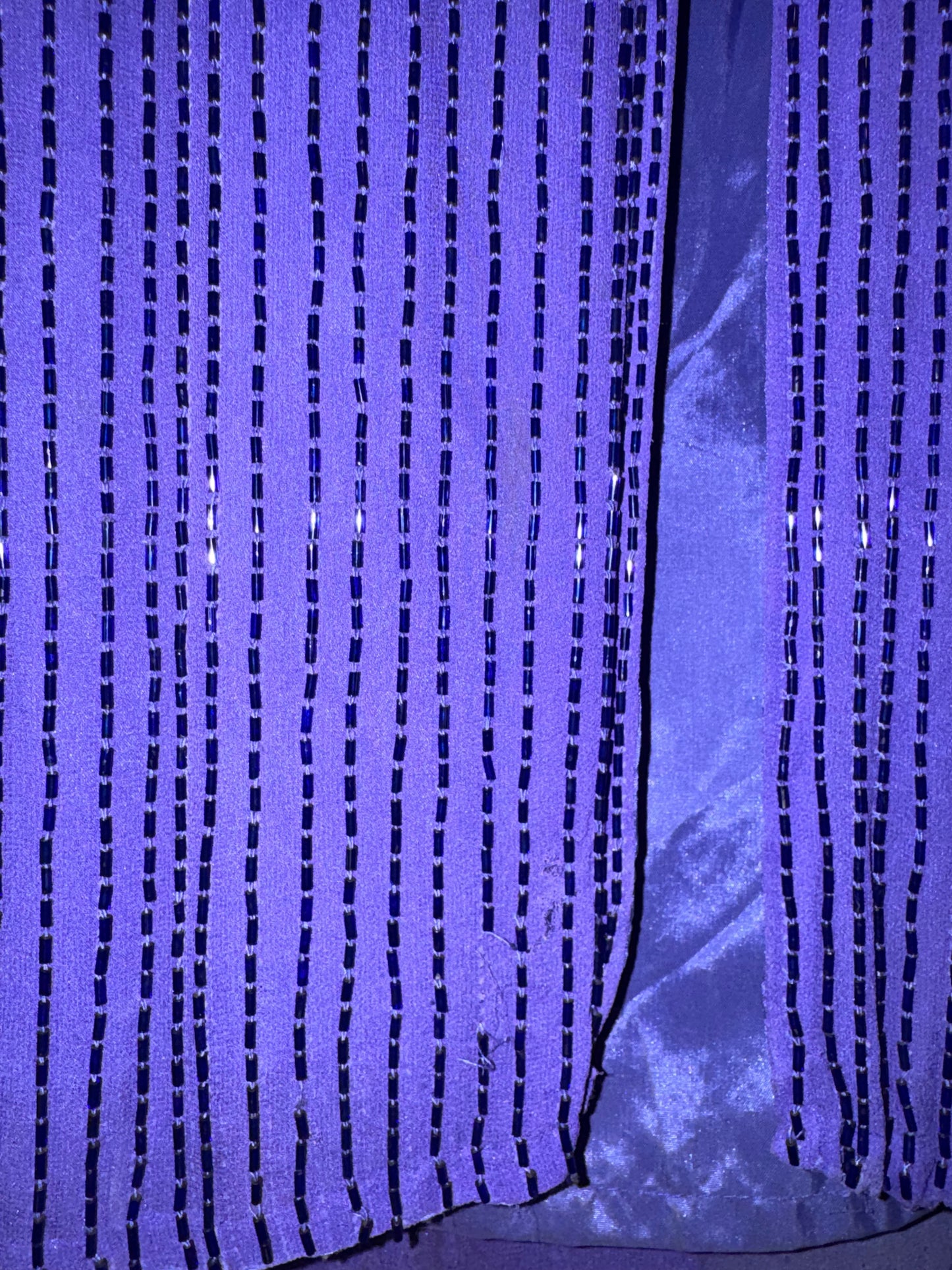 1980s Indigo Purple Sparkly Beaded Formal Gown
