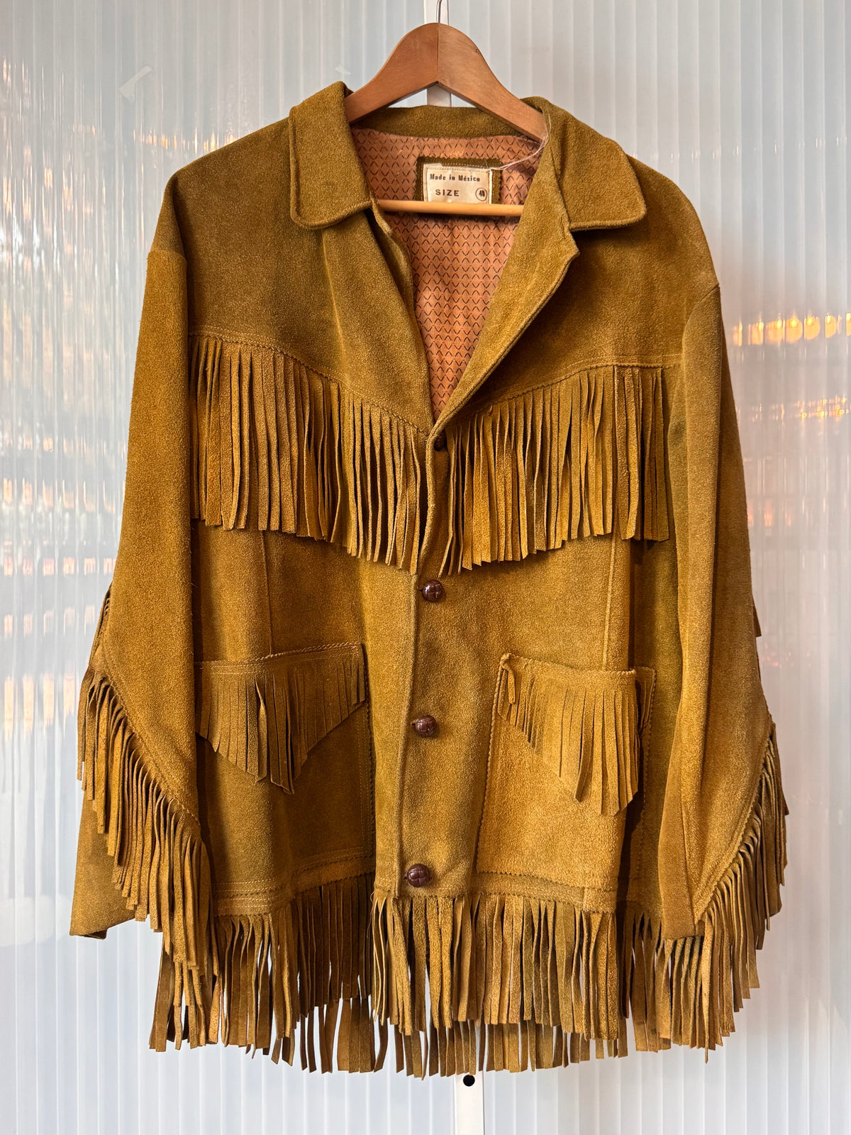 1970s Camel-Brown Suede Leather Fringe Western Jacket