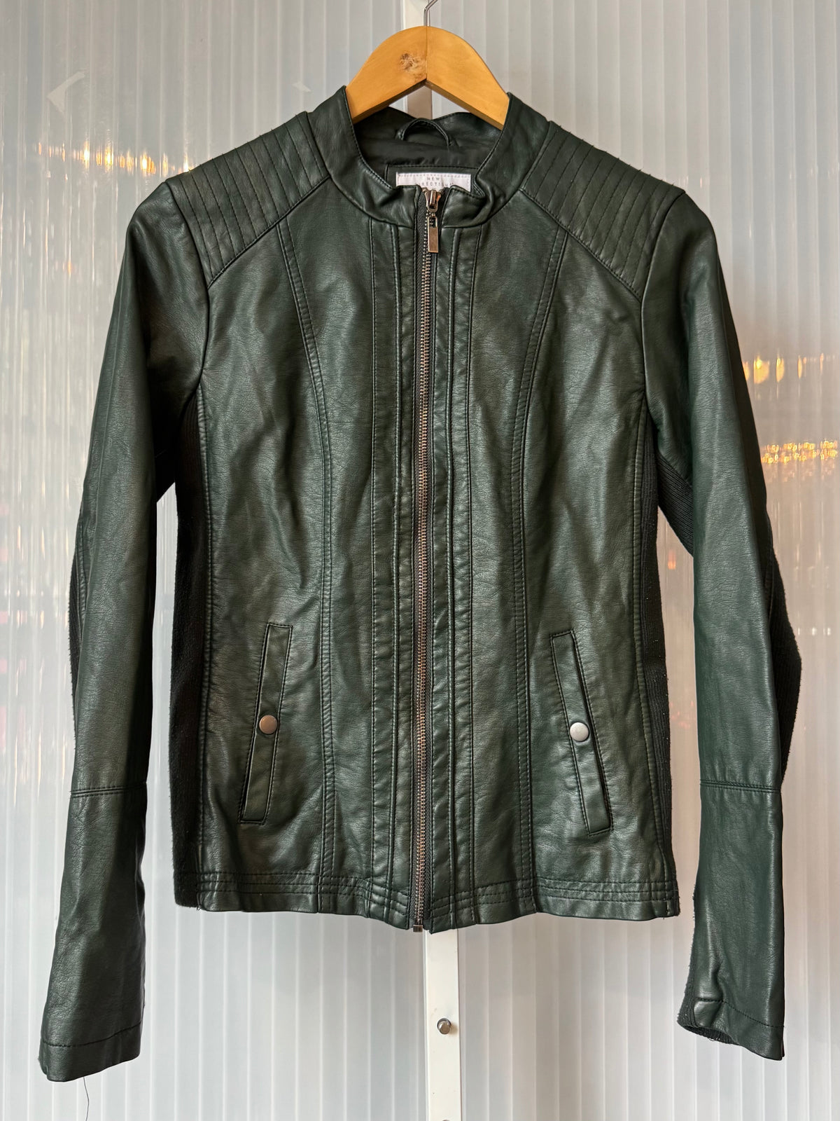 2010s Forest Green Vegan Leather Jacket
