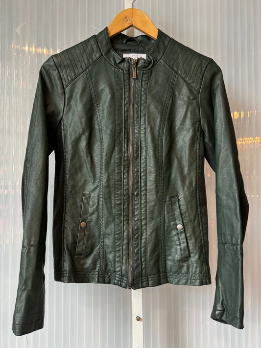 2010s Forest Green Vegan Leather Jacket