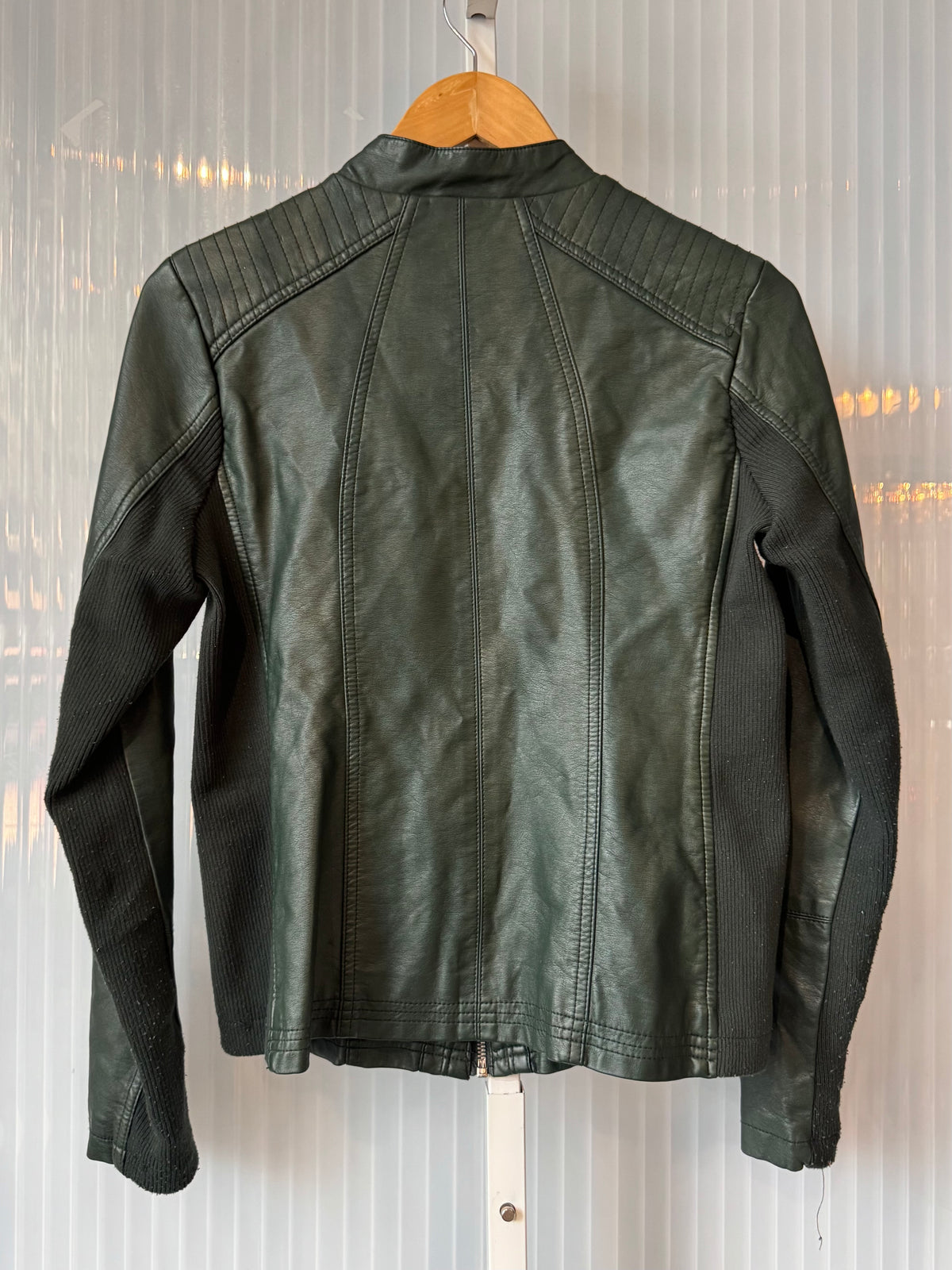 2010s Forest Green Vegan Leather Jacket