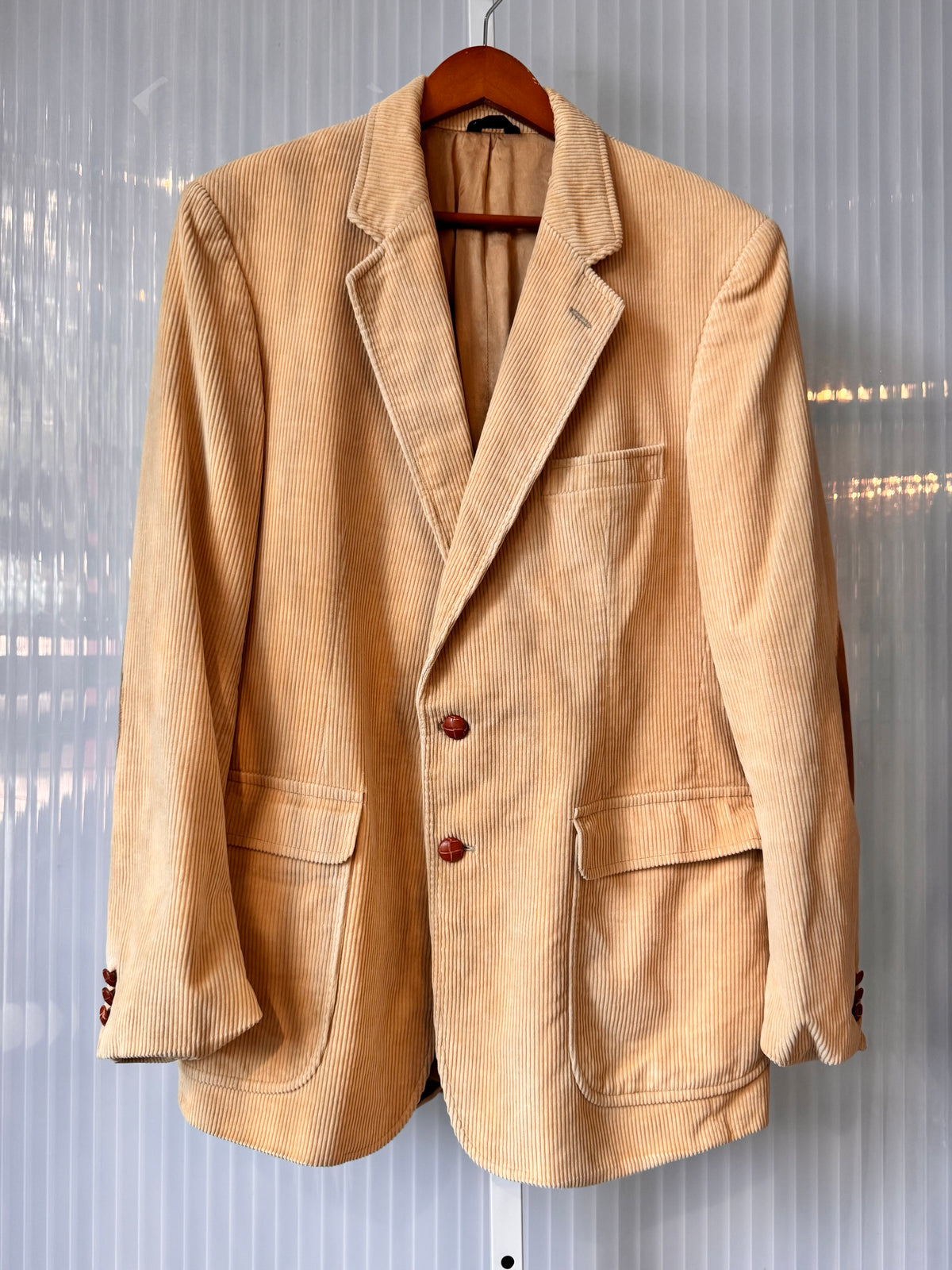 1970s Tan Corduroy Blazer Jacket with Elbow Pads