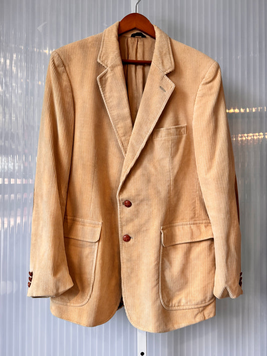 1970s Tan Corduroy Blazer Jacket with Elbow Pads