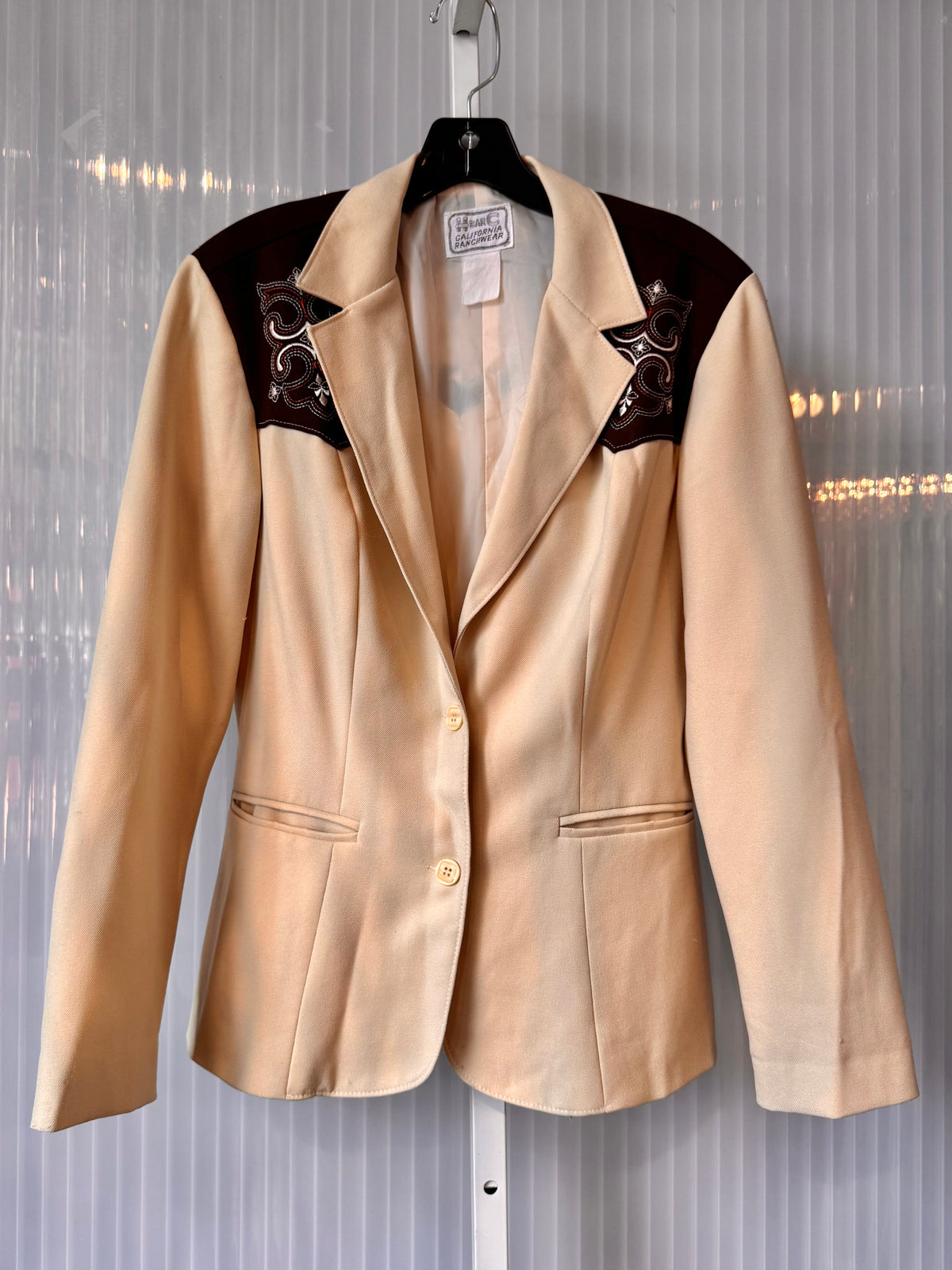 1970s Butter-Yellow & Brown Western Blazer Jacket