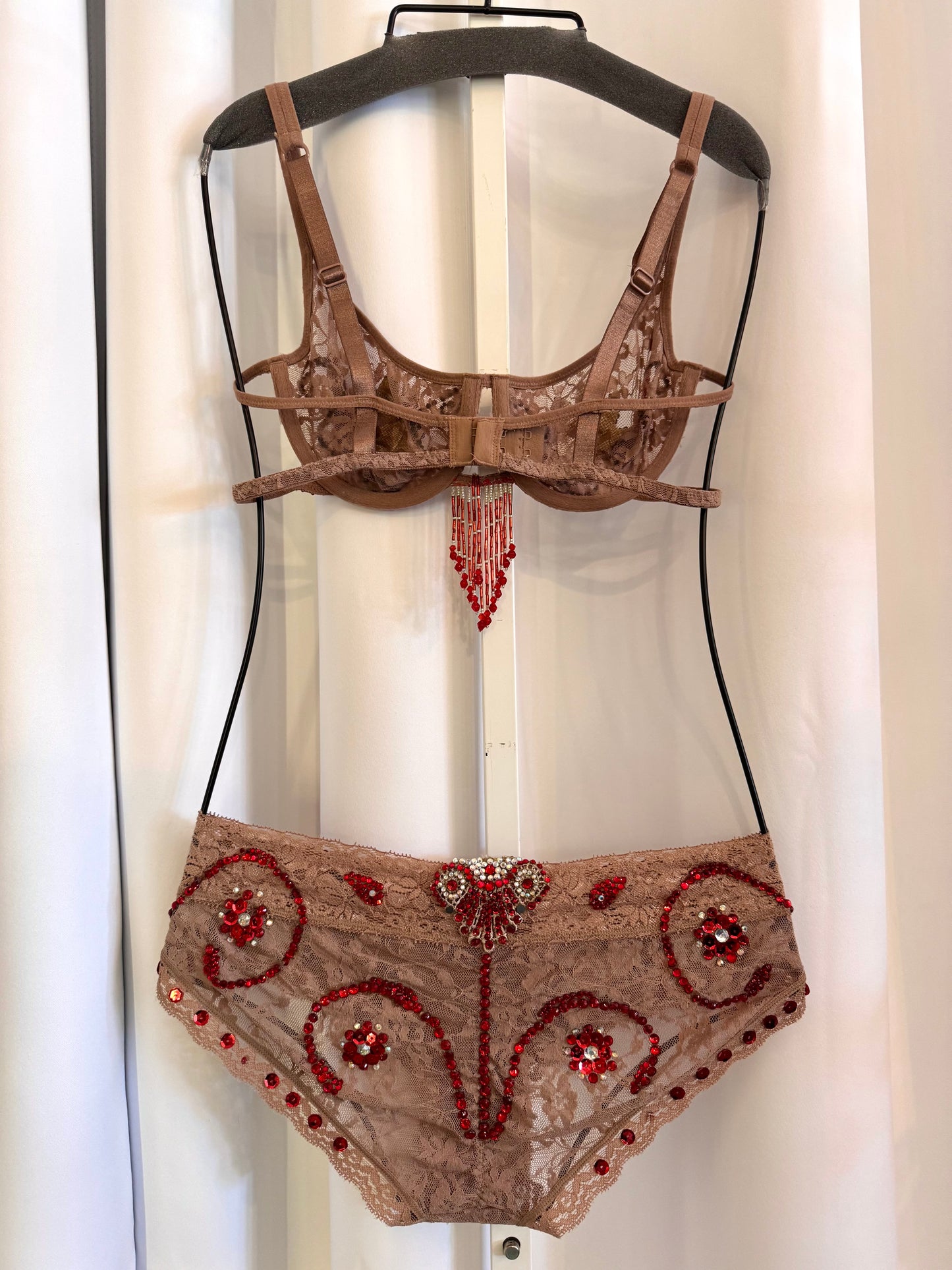 Burlesque Lace & Sequins Bra & Panty Set