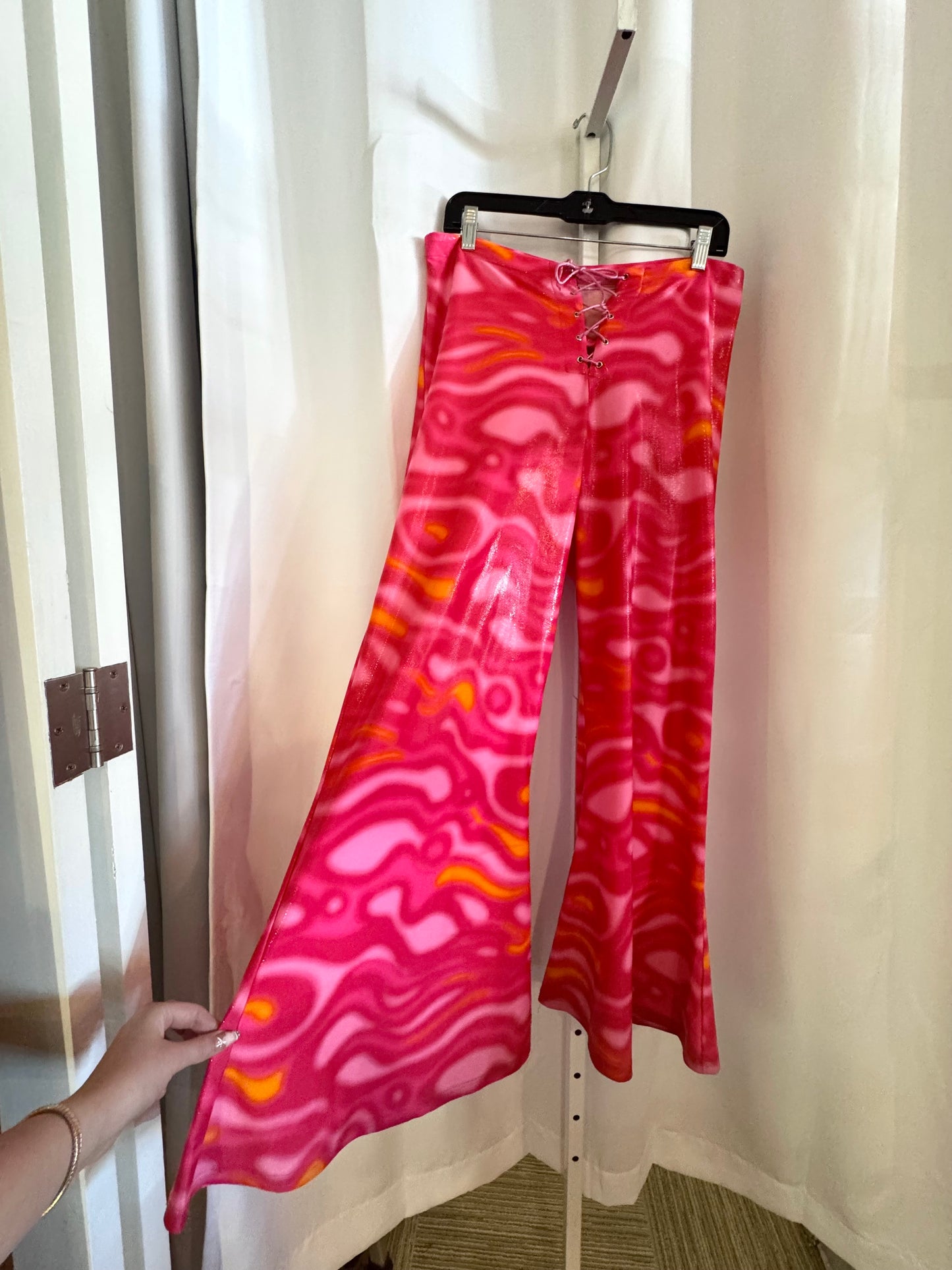 Shiny Pink Disco/Rave Bell Bottoms