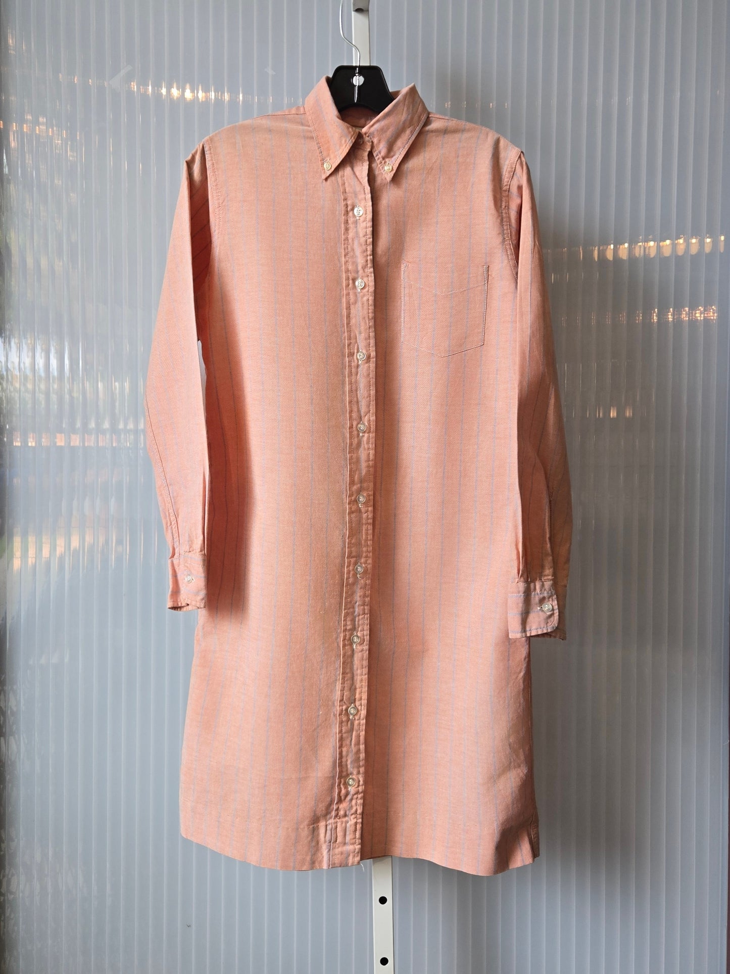 1990s Salmon Pinstripe Shirtdress