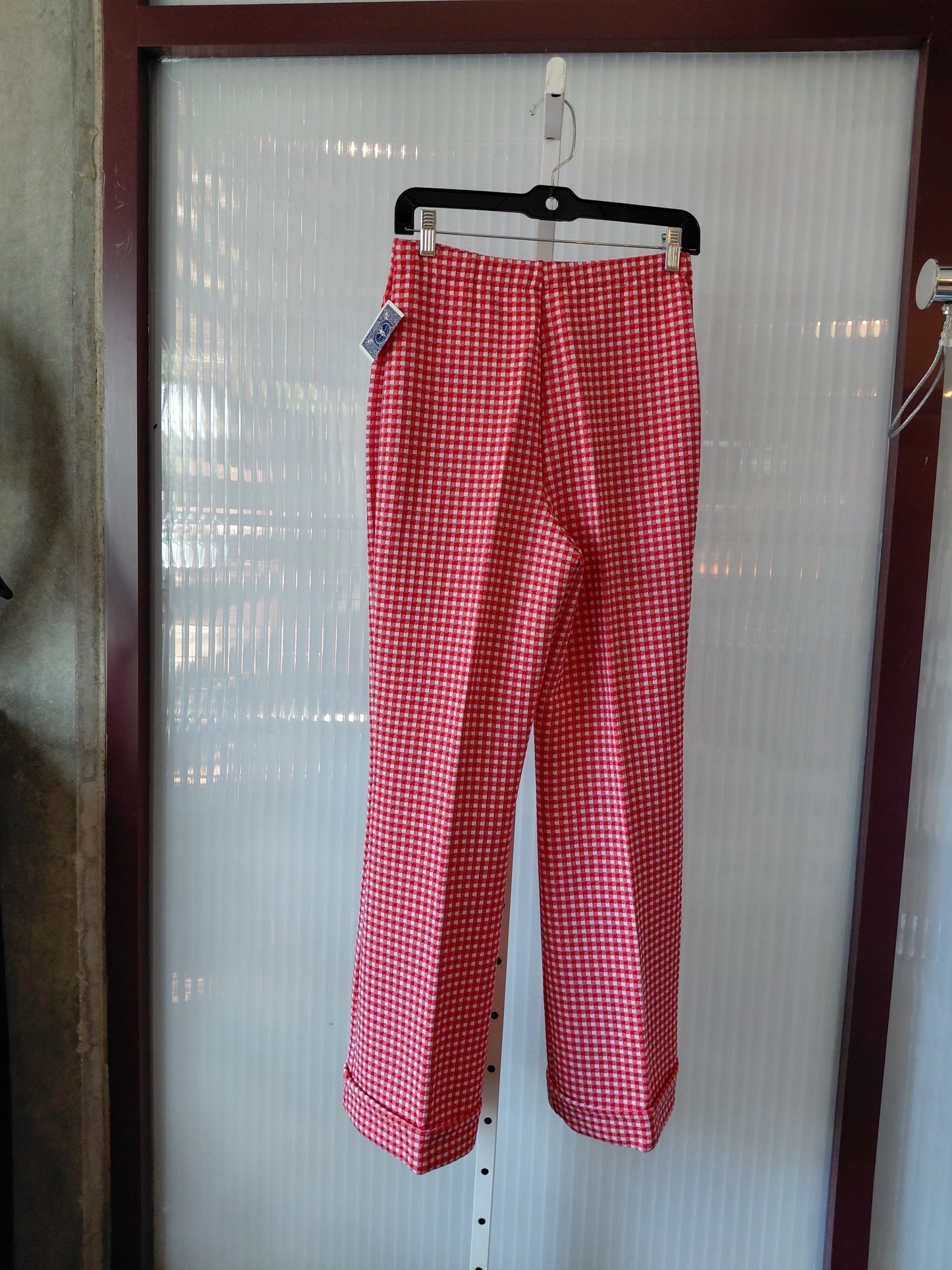 1970s Red Gingham Flare Pants