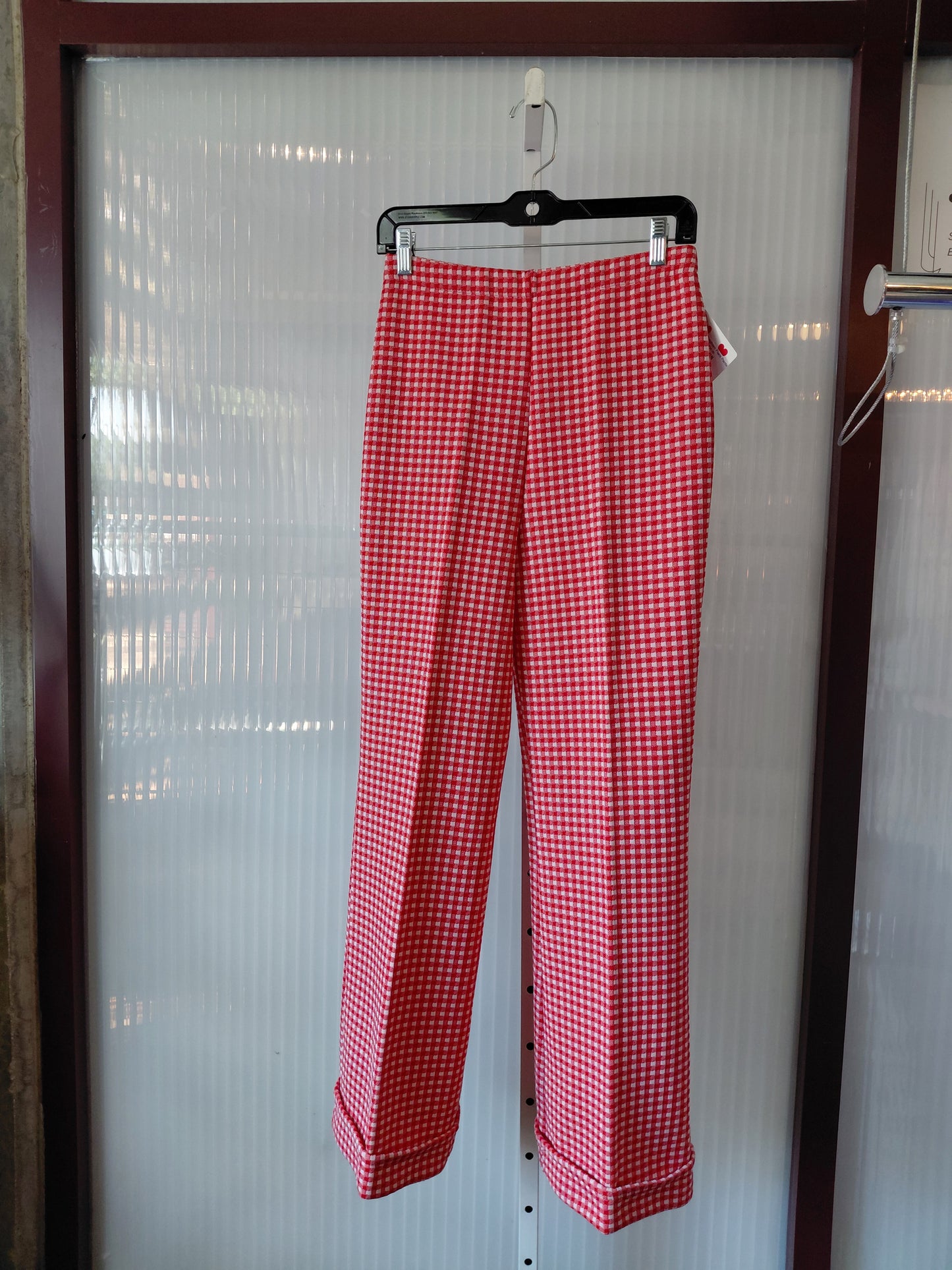1970s Red Gingham Flare Pants