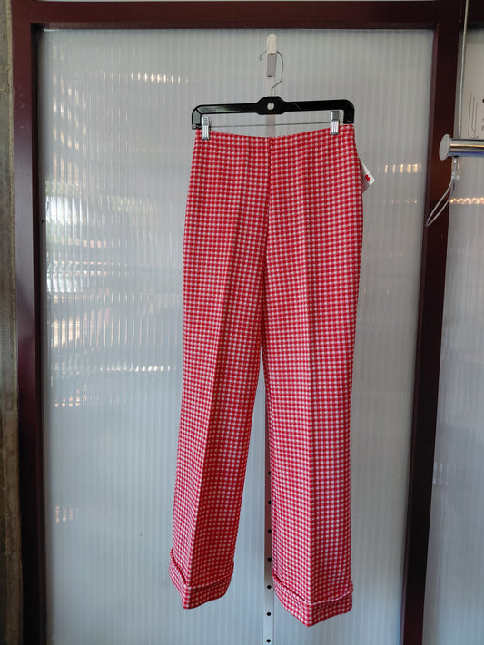 1970s Red Gingham Flare Pants